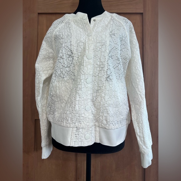 Catherine Malandrino Jackets & Blazers - Catherine Malandrino White Textured Bomber Jacket